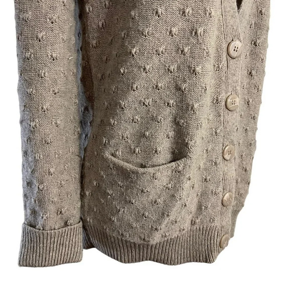 TopShop Textured Cardigan Sweater Size 4 Oatmeal Beige Buttons Long Sleeves - Picture 6 of 8